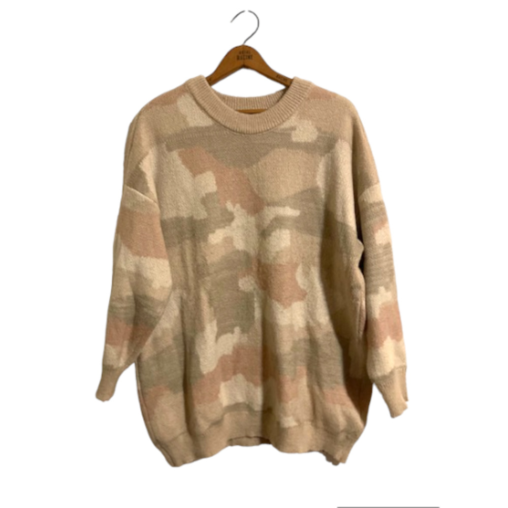 SOFT Camouflage Tan & Blush Pink OVERSIZED Sweatshirt - Large